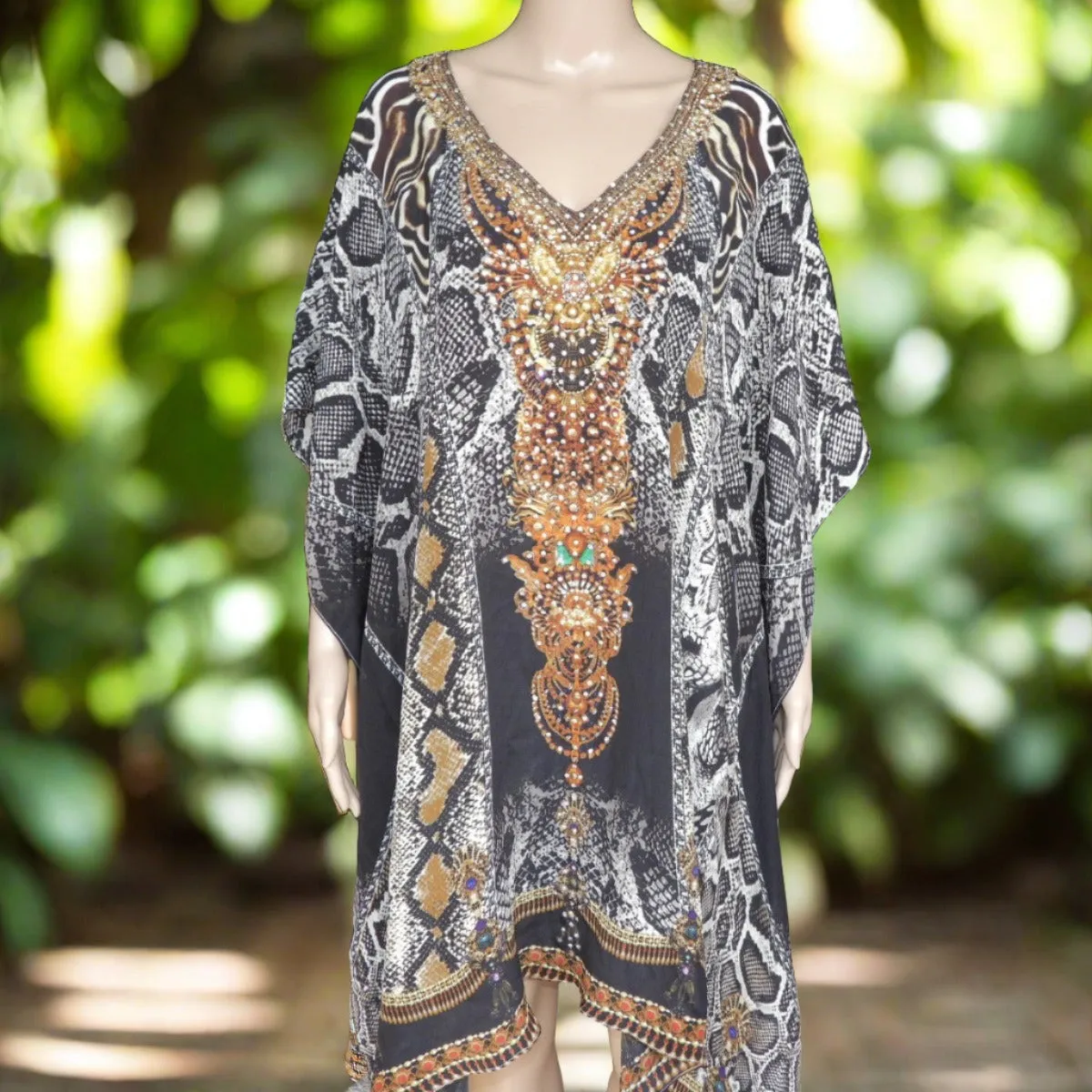 Cobra Silk Embellished Short Kaftan