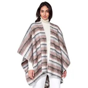 Cozy Striped Three Tone Ruana Poncho