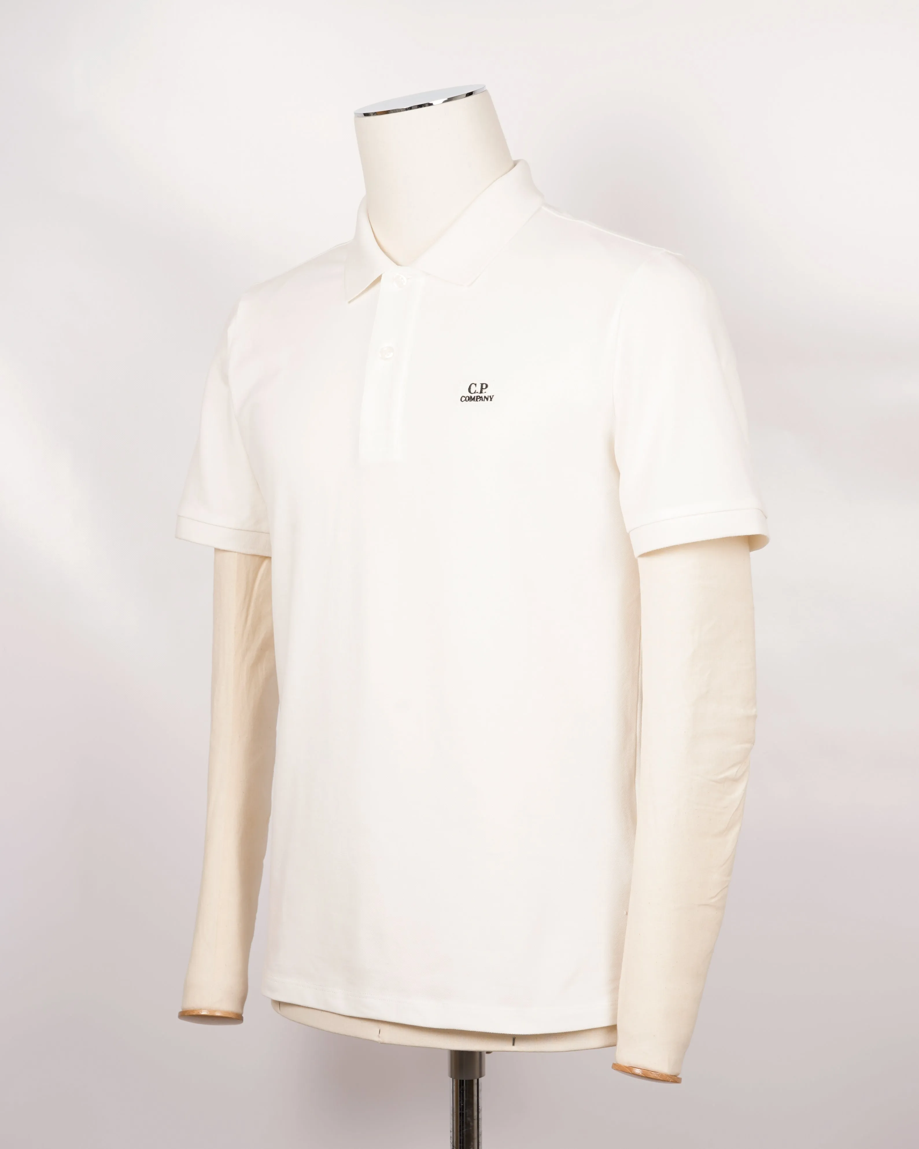 C.P. Company Stretch Pique Polo Shirt / Gauze White