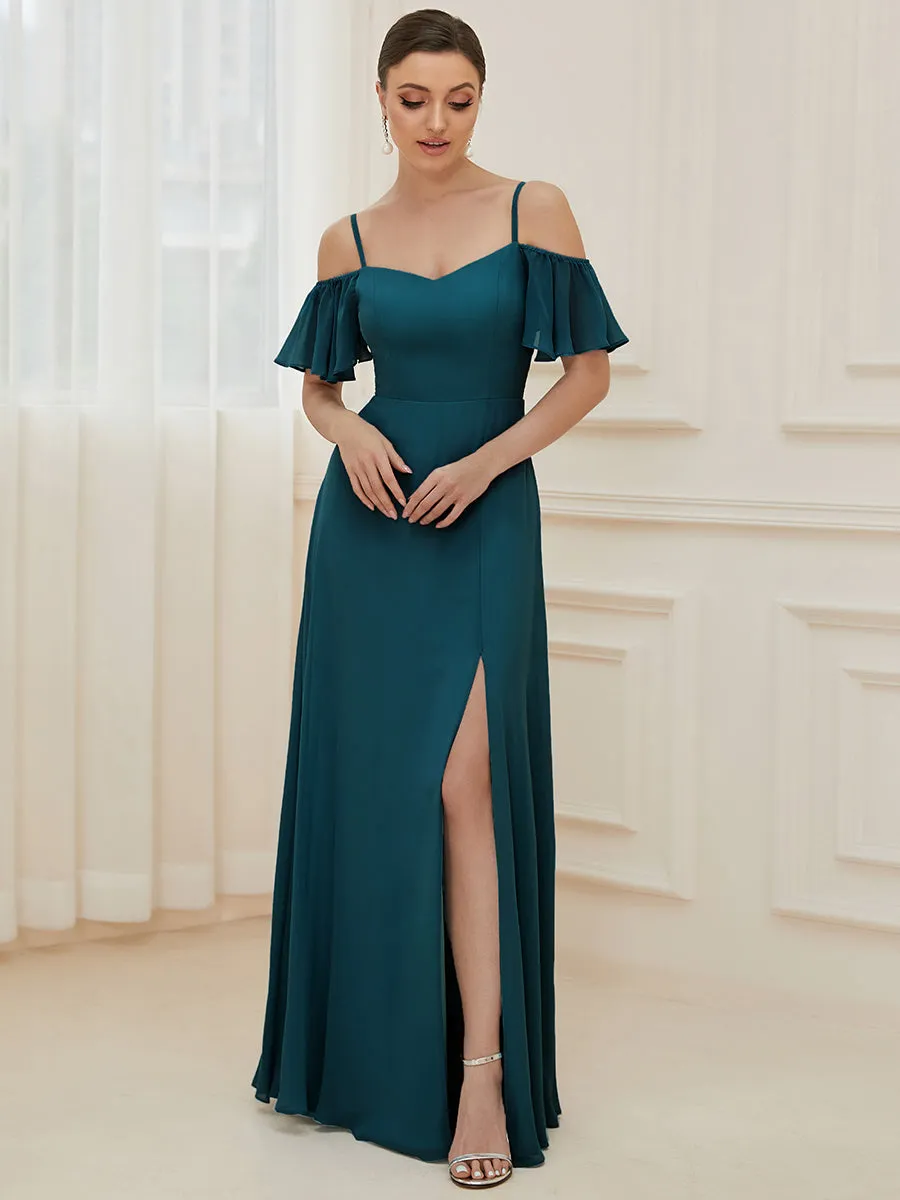 Custom Size Plain Solid Color Plus Size Wholesale Chiffon Bridesmaid Dress