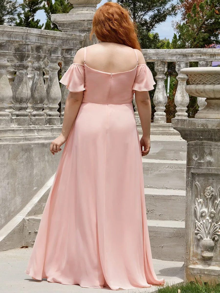 Custom Size Plain Solid Color Plus Size Wholesale Chiffon Bridesmaid Dress