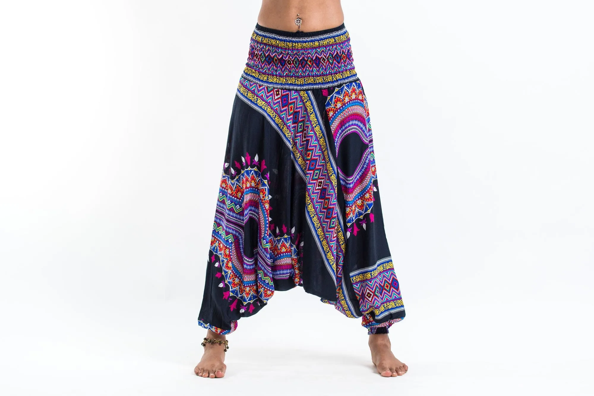 Dashiki Prints 2-in-1 Jumpsuit Harem Pants in Black