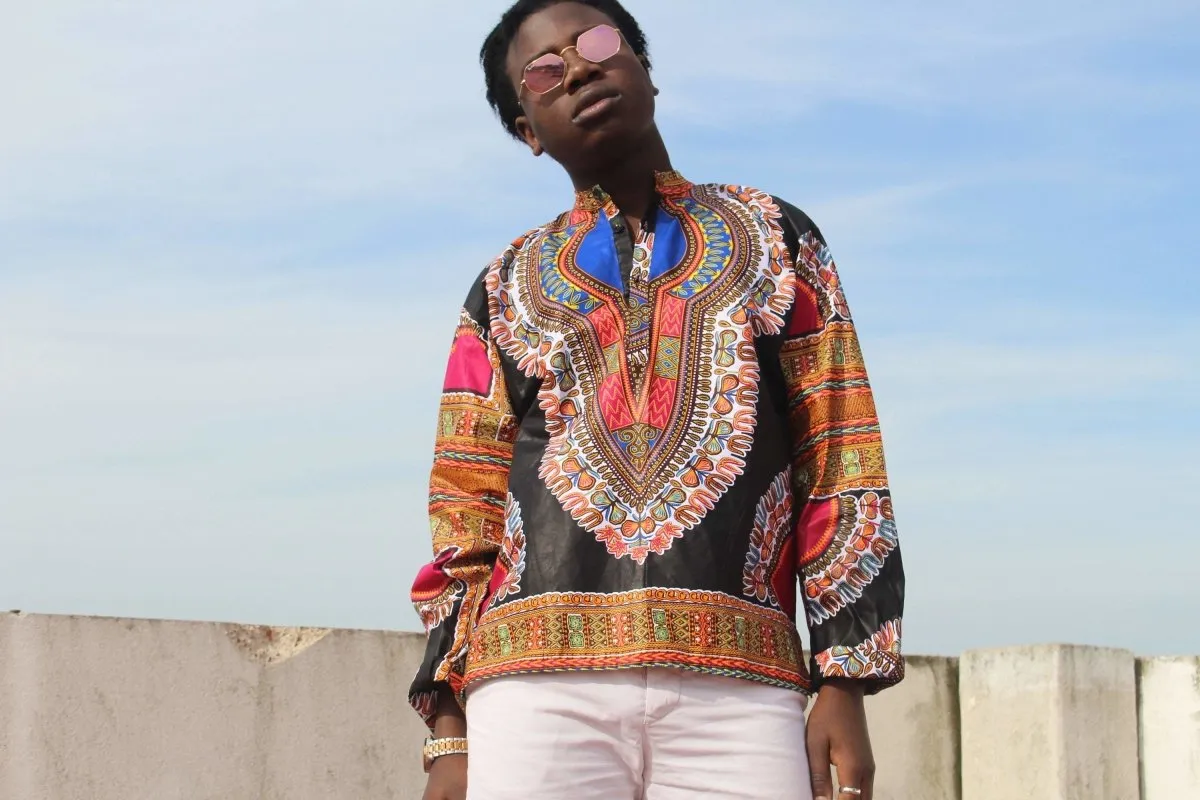 Dashiki Shirt in Black Print - Festival Shirt