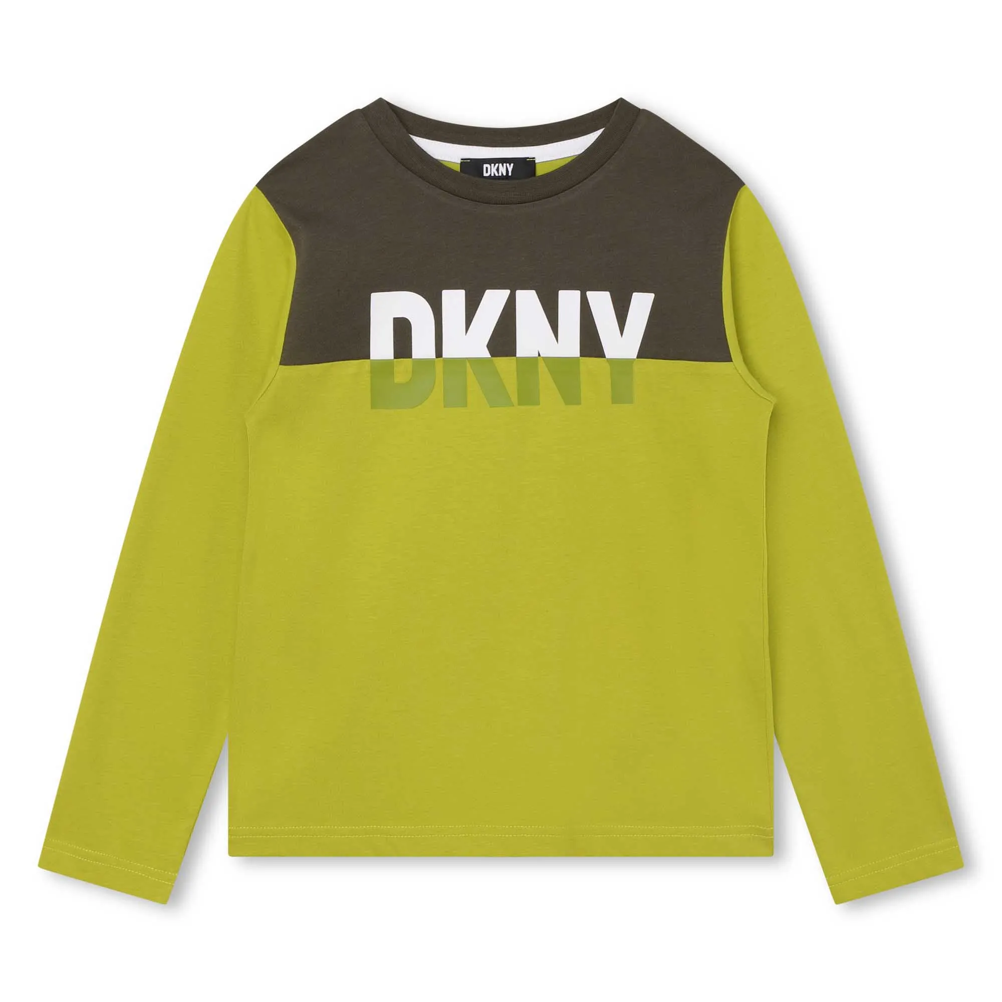 DKNY Junior boys Lime Green Organic Cotton Long Sleeves T-Shirt _D25E69-610