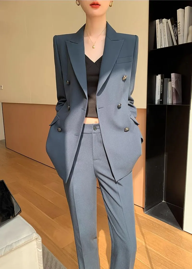 Double Breasted Blazer Pants Suit Two-Piece Set