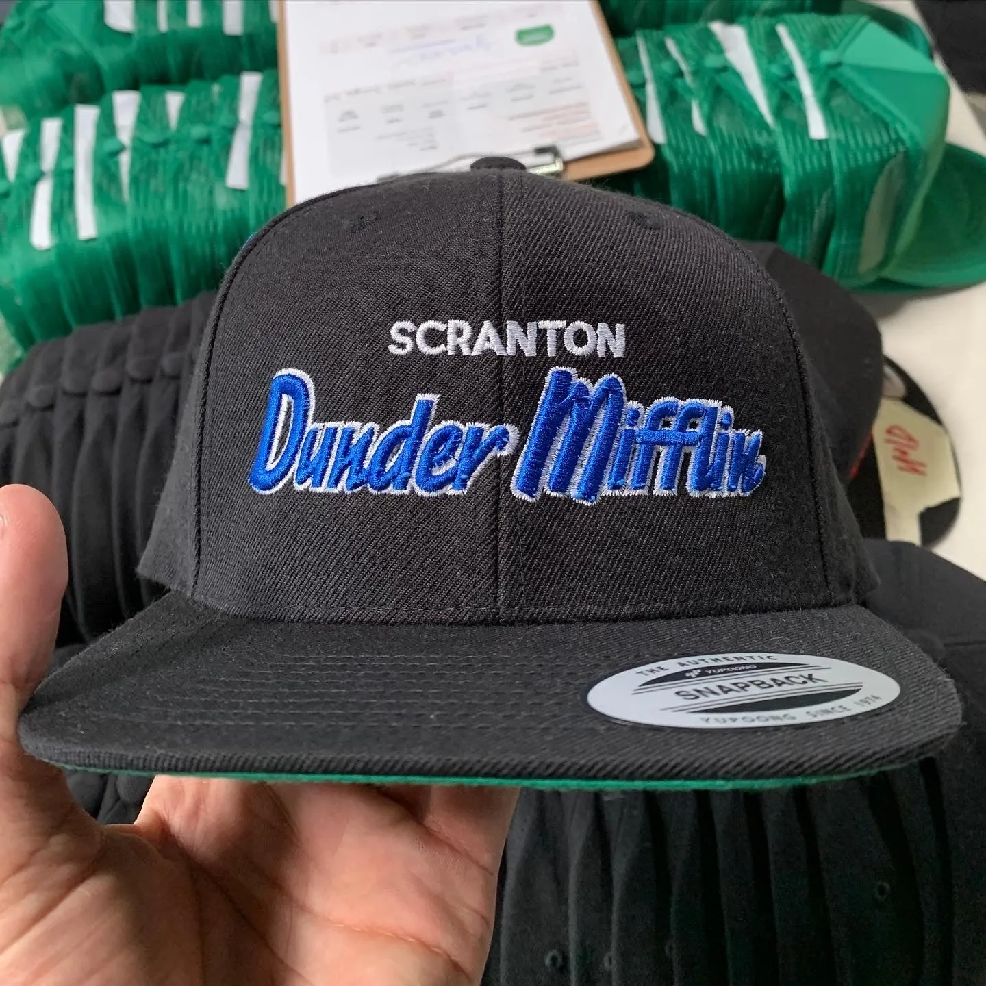 Dunder Mifflin Script - Premium Snapback Hat Black