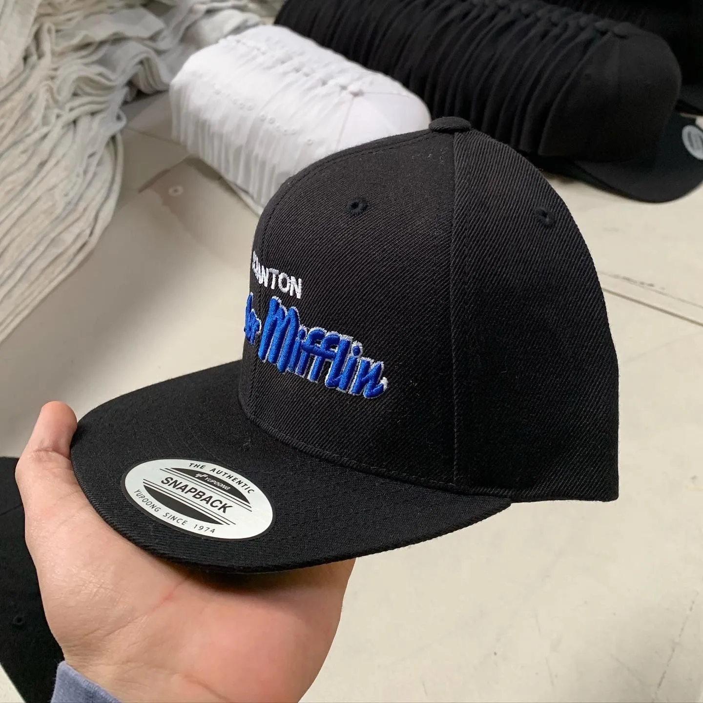 Dunder Mifflin Script - Premium Snapback Hat Black