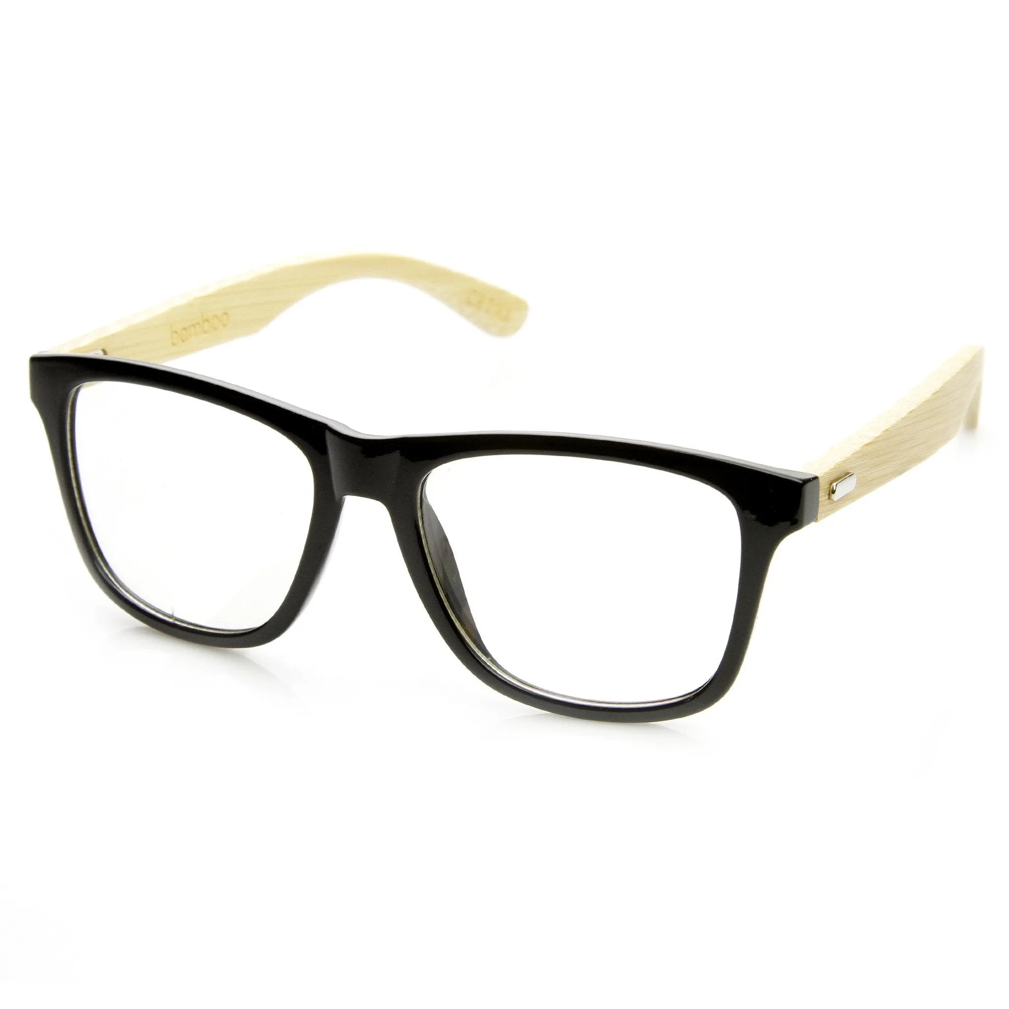 Eco Bamboo Clear Lens Two Tone Horned Rim Clear Lens Glasses