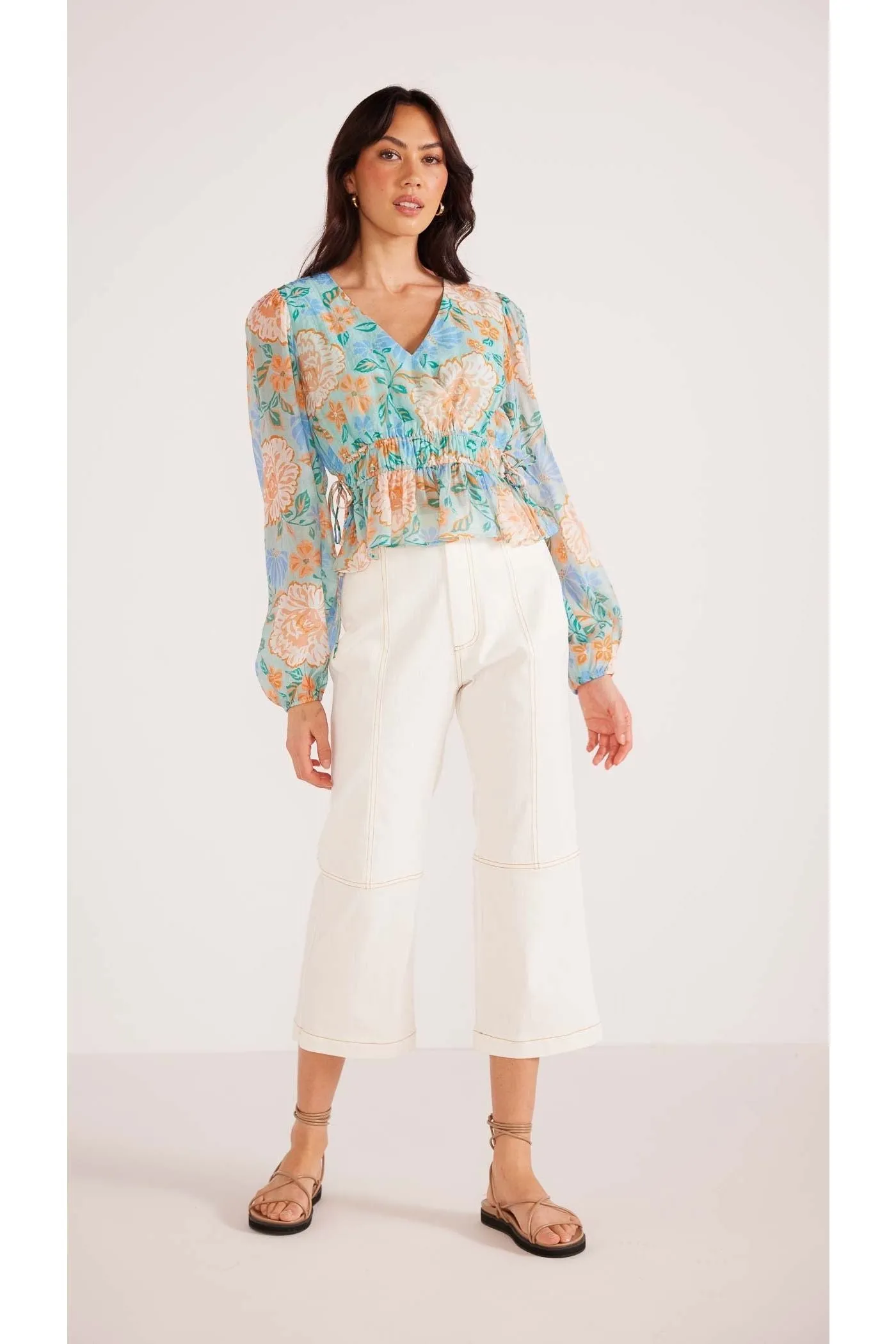 Evelyn Wrap Blouse | Mint/Multi