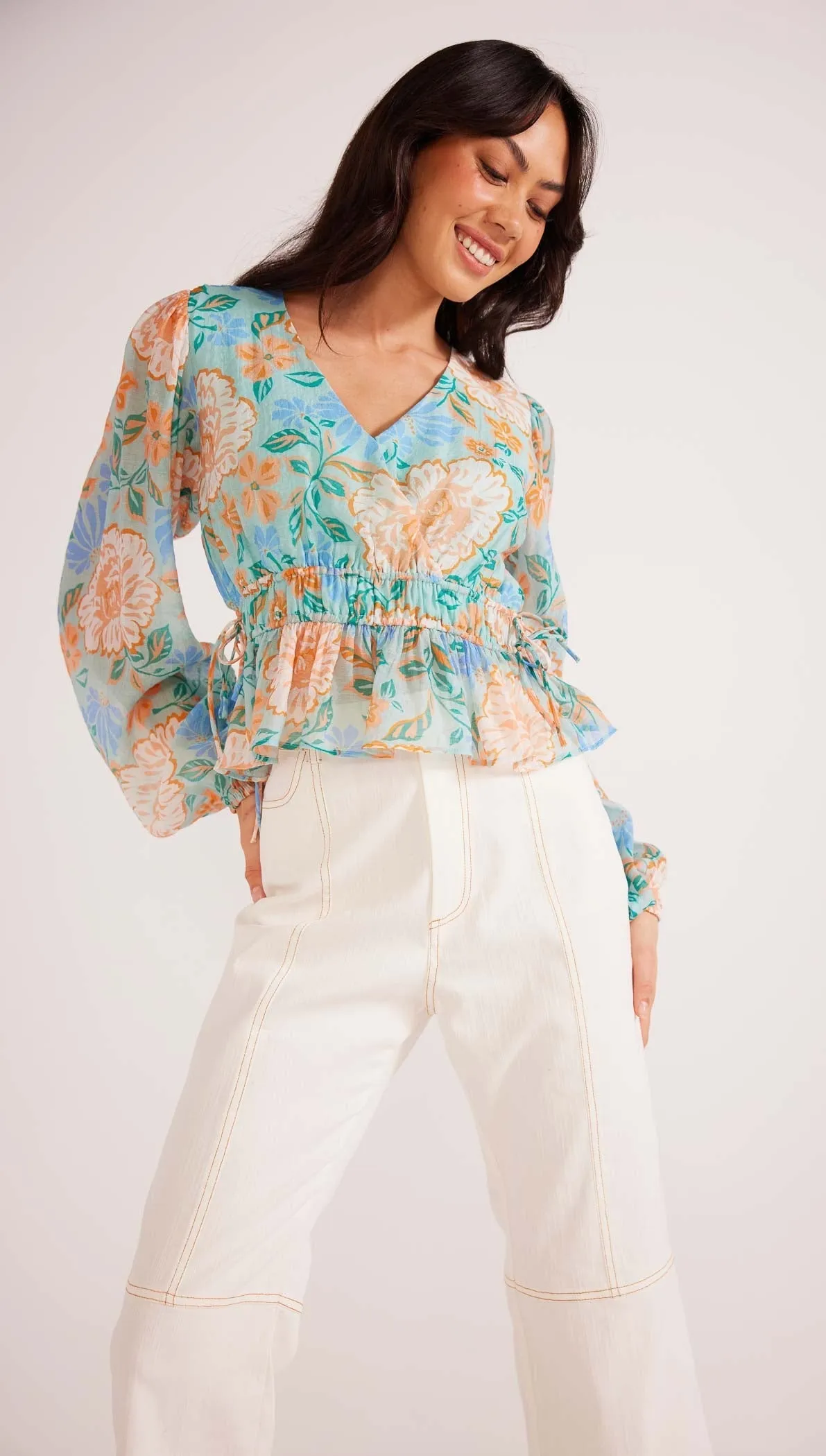 Evelyn Wrap Blouse | Mint/Multi