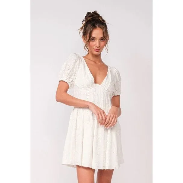 Eyelet Short Sleeve Dress