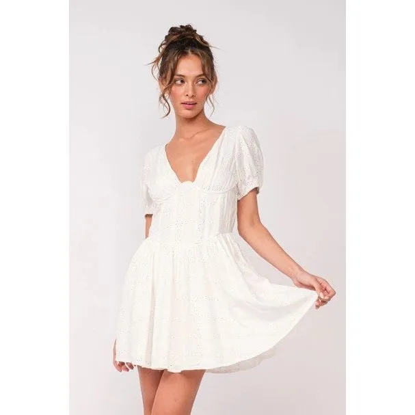 Eyelet Short Sleeve Dress