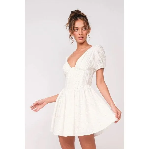 Eyelet Short Sleeve Dress