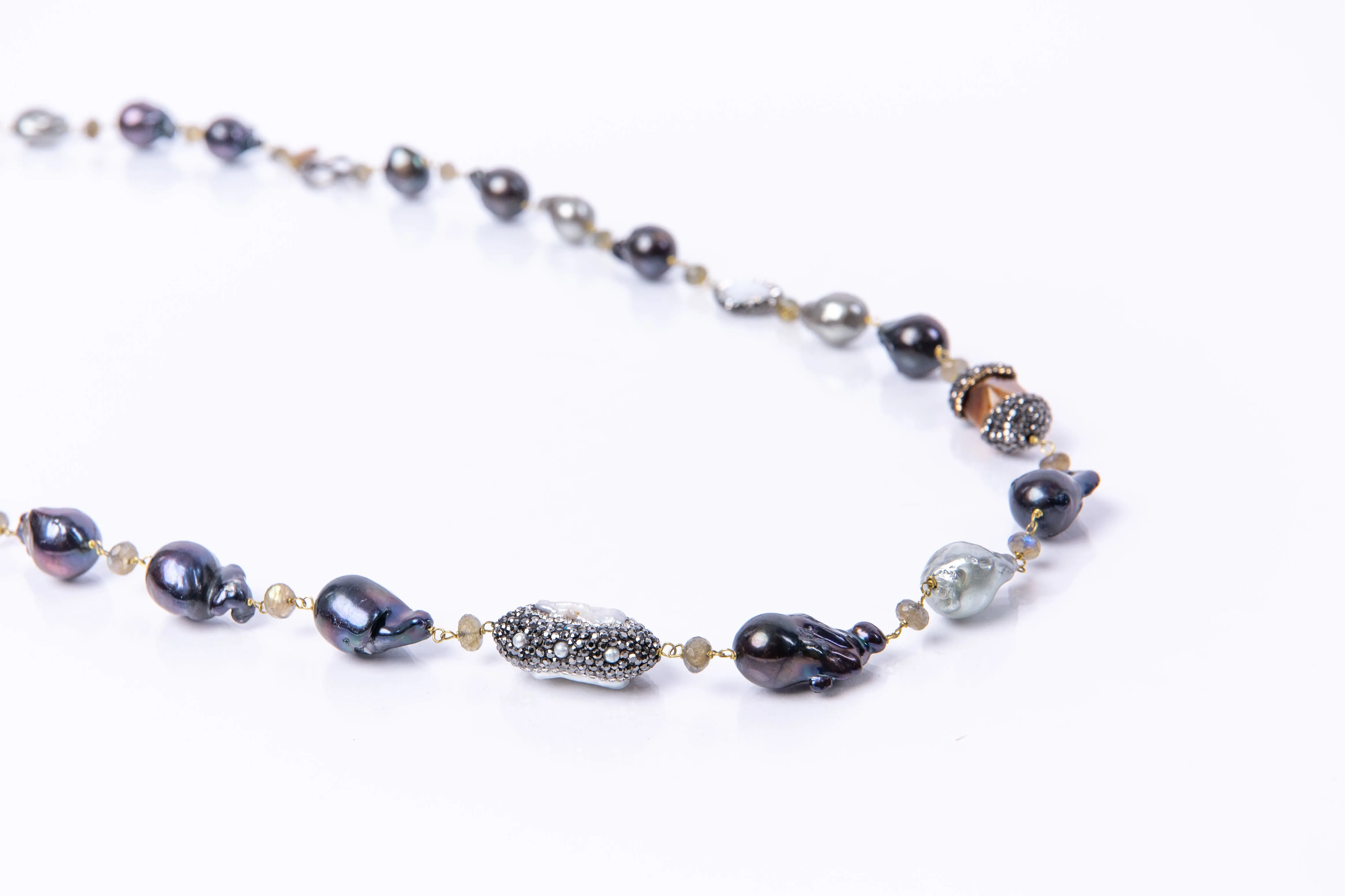 Fallon Necklace (Grey Baroque Pearls)