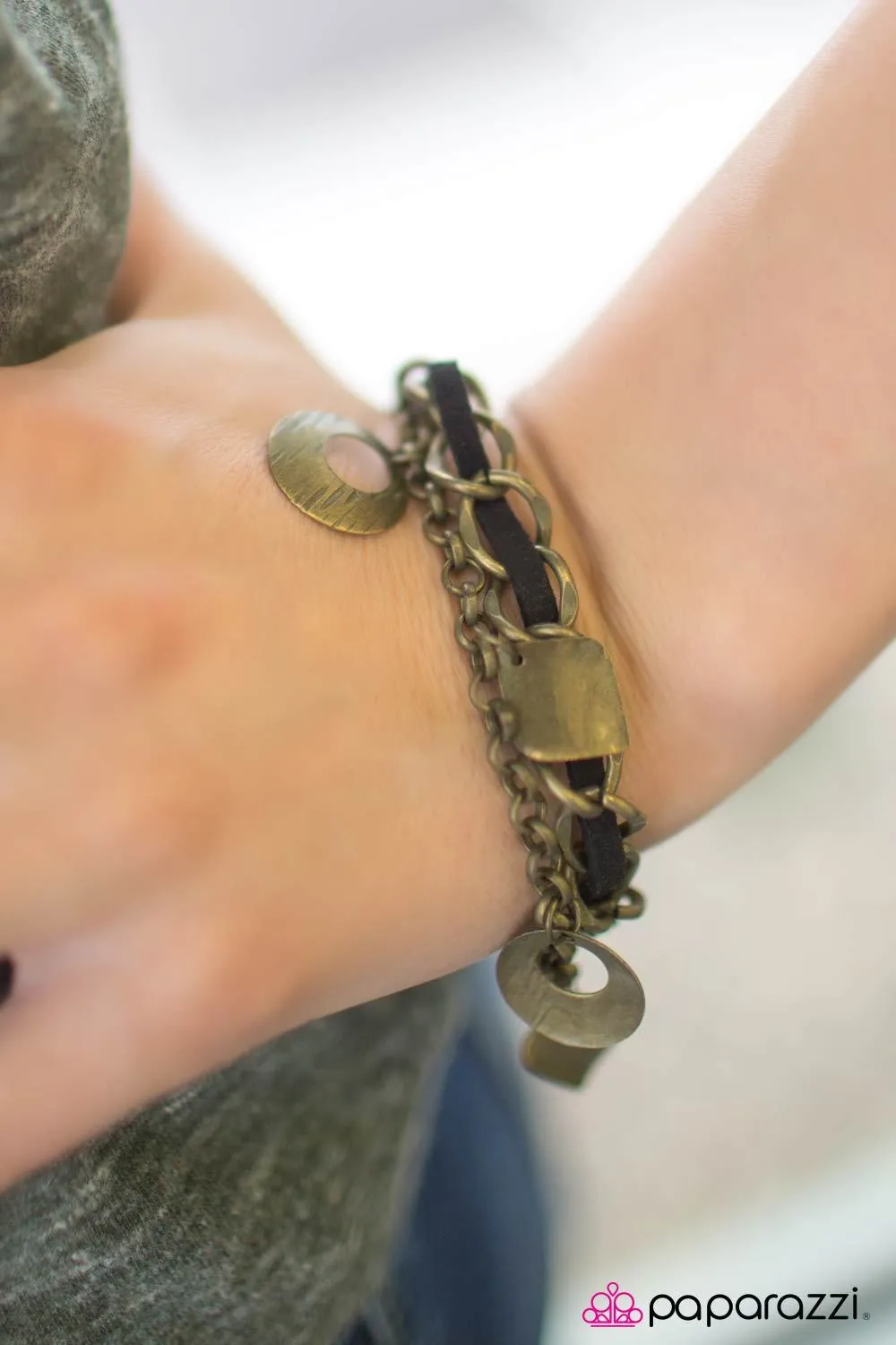 Fashion Fusion Brass and Black Suede Bracelet - Paparazzi Accessories