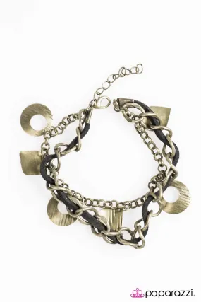 Fashion Fusion Brass and Black Suede Bracelet - Paparazzi Accessories