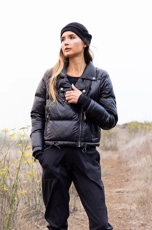 Faux Leather Moto Puffer