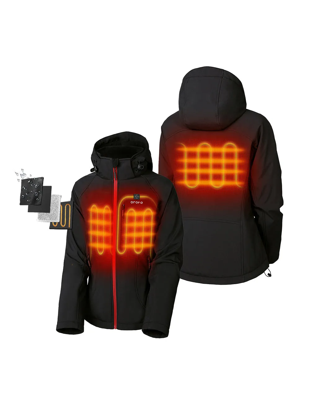 Final Sale - Women's Heated Jacket - Black & Red (with B19G Battery)