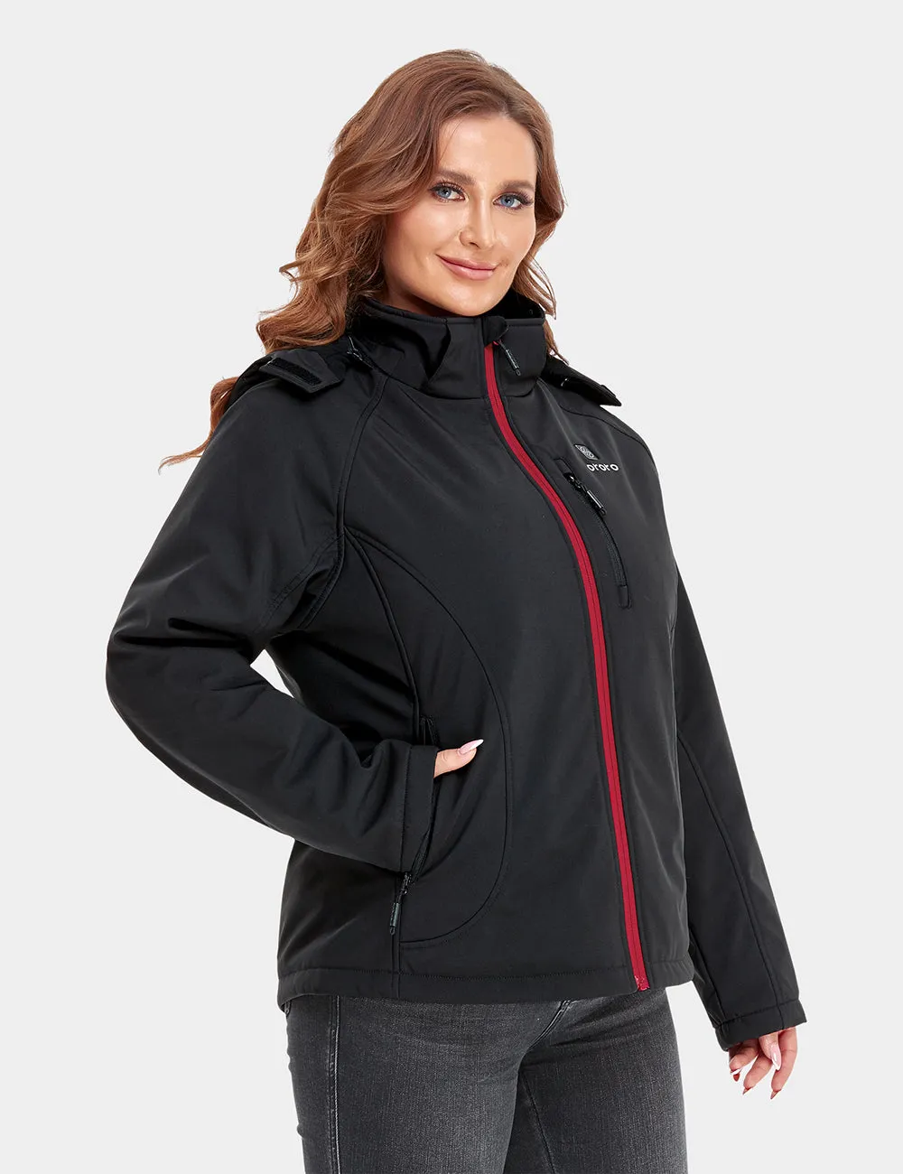 Final Sale - Women's Heated Jacket - Black & Red (with B19G Battery)