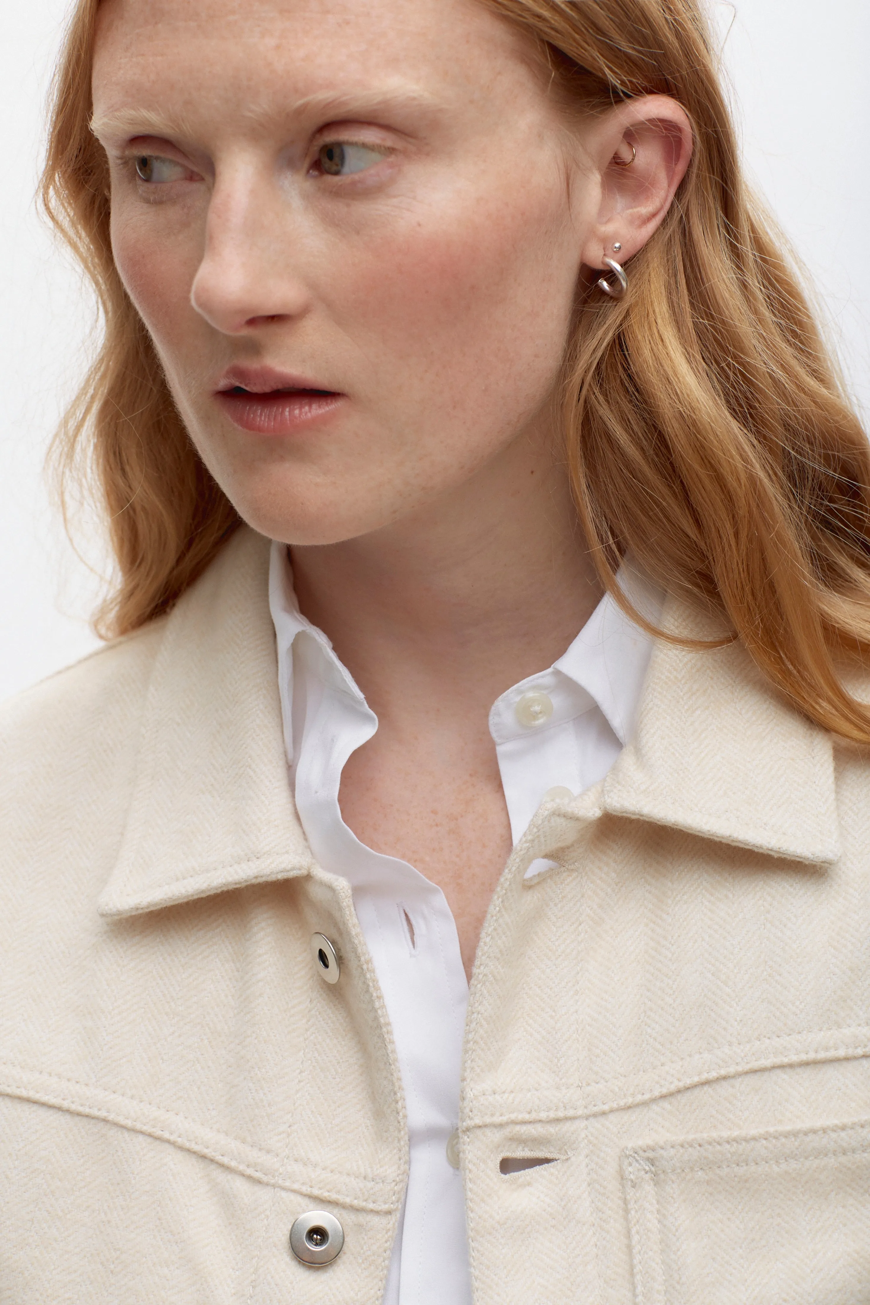 Flannel Esna Jacket in Alabaster Herringbone