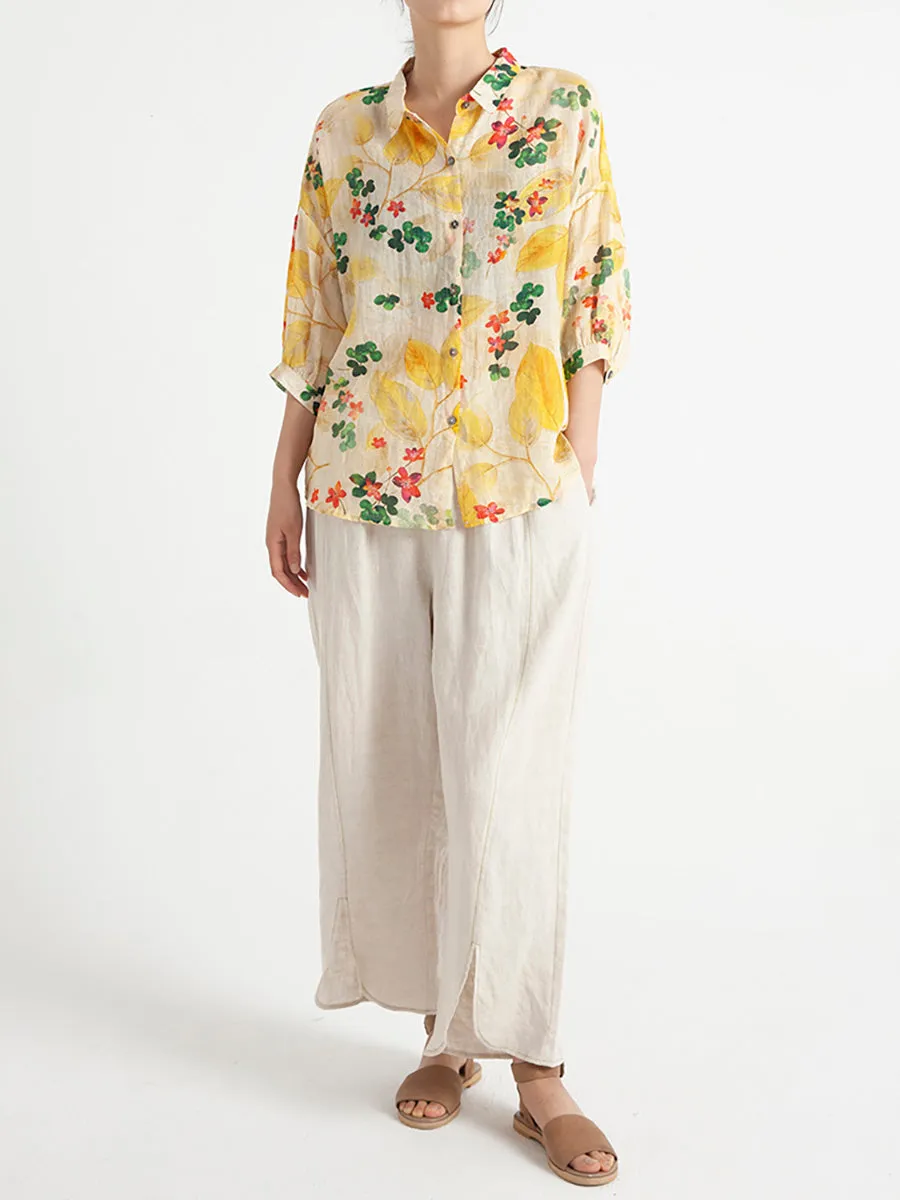 Floral Vintage Women Summer Loose Shirt