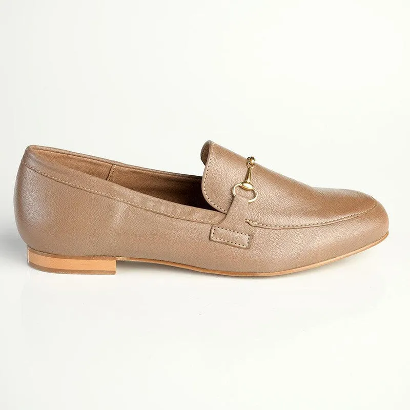 Froggie Karen Leather Flat Loafer - Stone