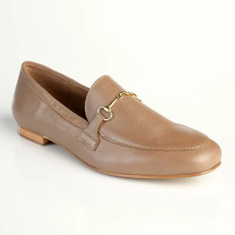 Froggie Karen Leather Flat Loafer - Stone