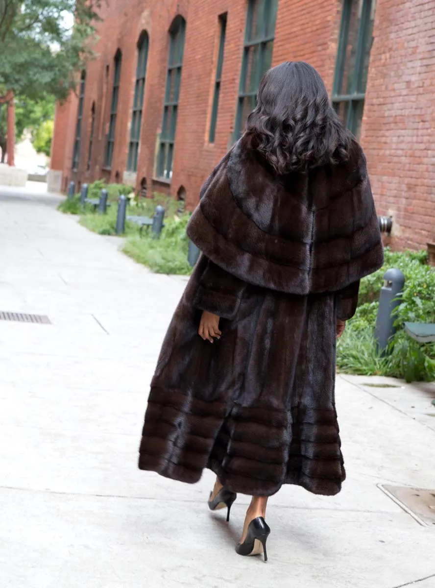 Full Length Mink Fur Swing Coat with Optional Cape