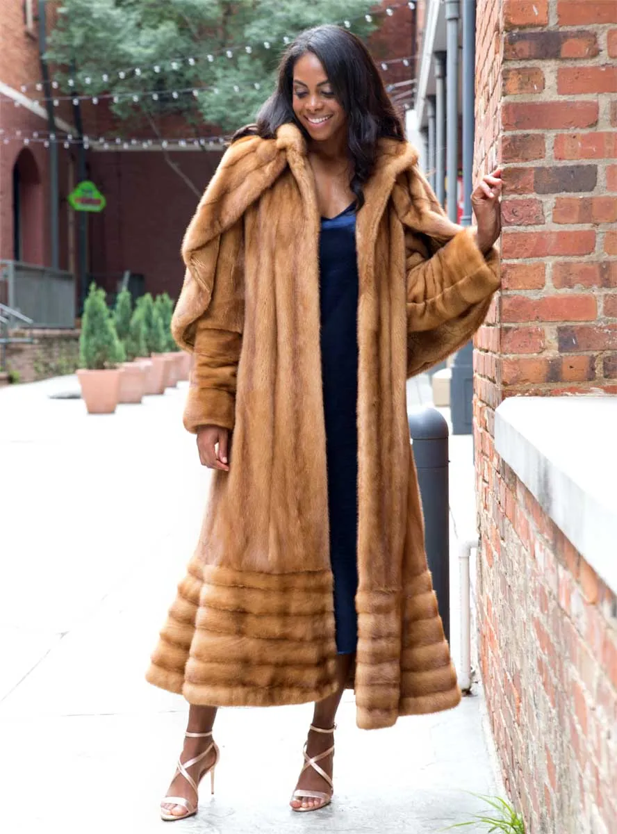 Full Length Mink Fur Swing Coat with Optional Cape