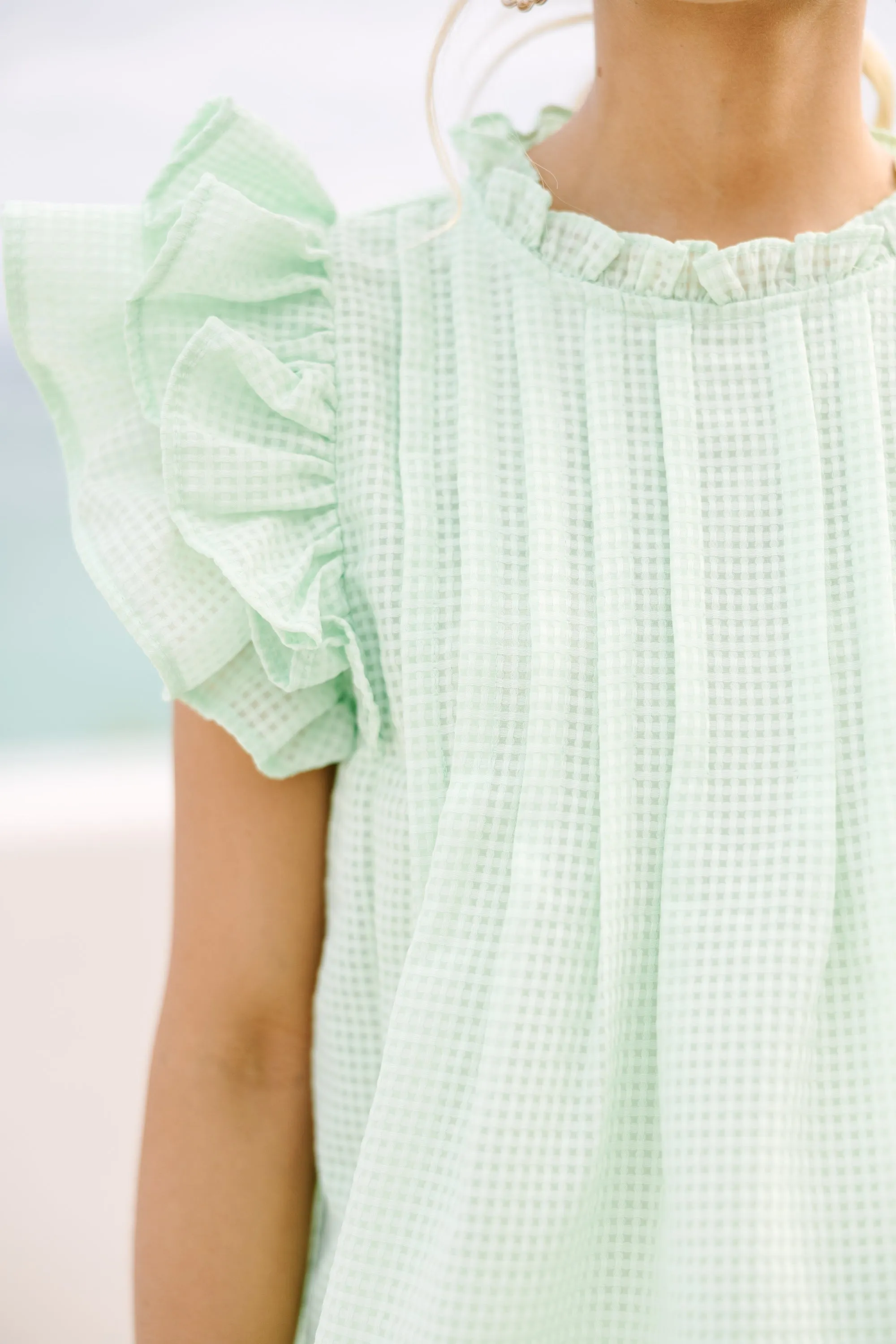 Getting Closer Mint Green Ruffled Blouse