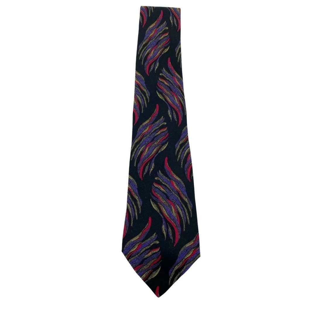 GIORGIO ARMANI Abstract Geometric Pattern Silk Tie - Black & Red