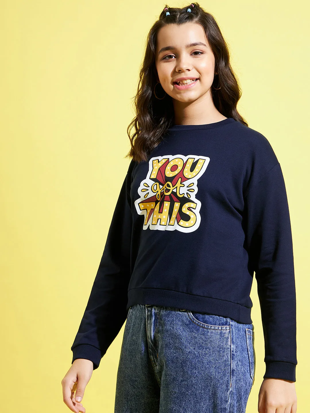 Girls Navy YOU GOT THIS Print Sweatshirt