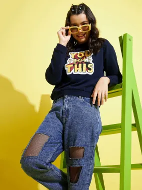 Girls Navy YOU GOT THIS Print Sweatshirt