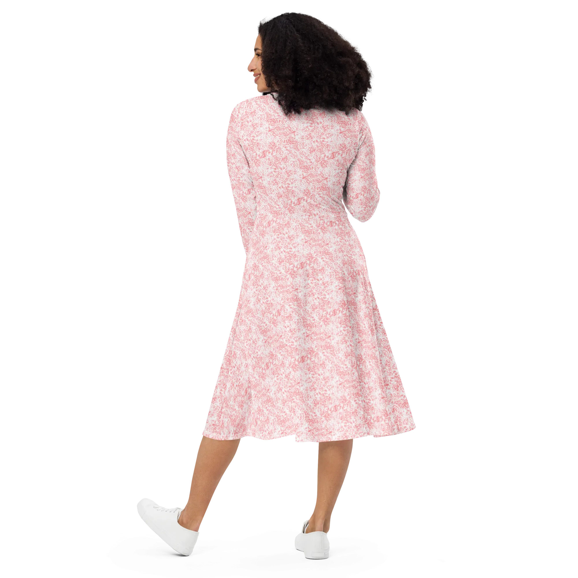 God's Louloudia Peach long sleeve midi dress