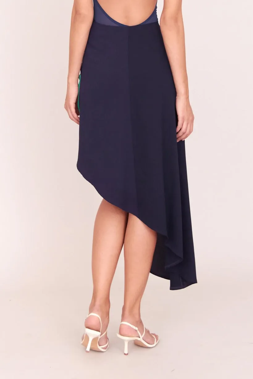 GRACE KNOT SKIRT NAVY BLUE & GREEN