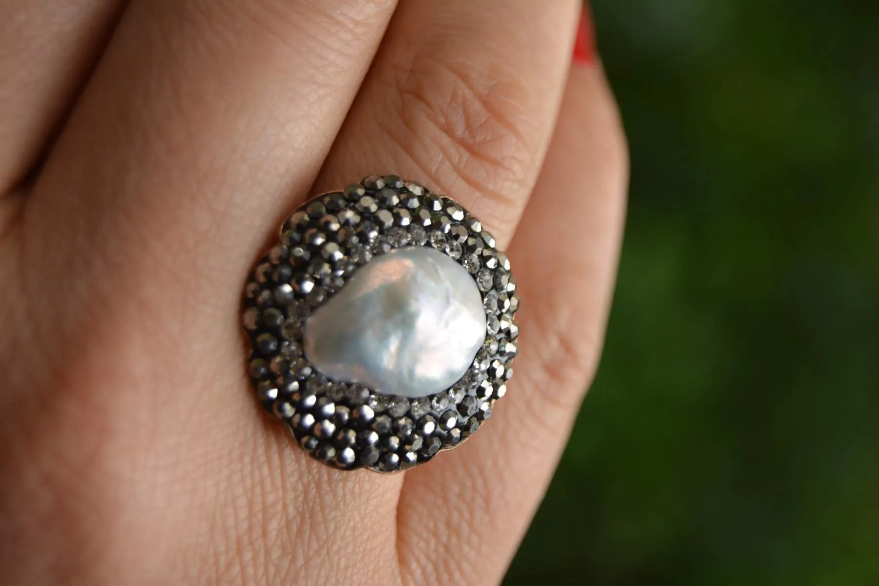 Gum Pearl Handmade Adjustable Women's Ring