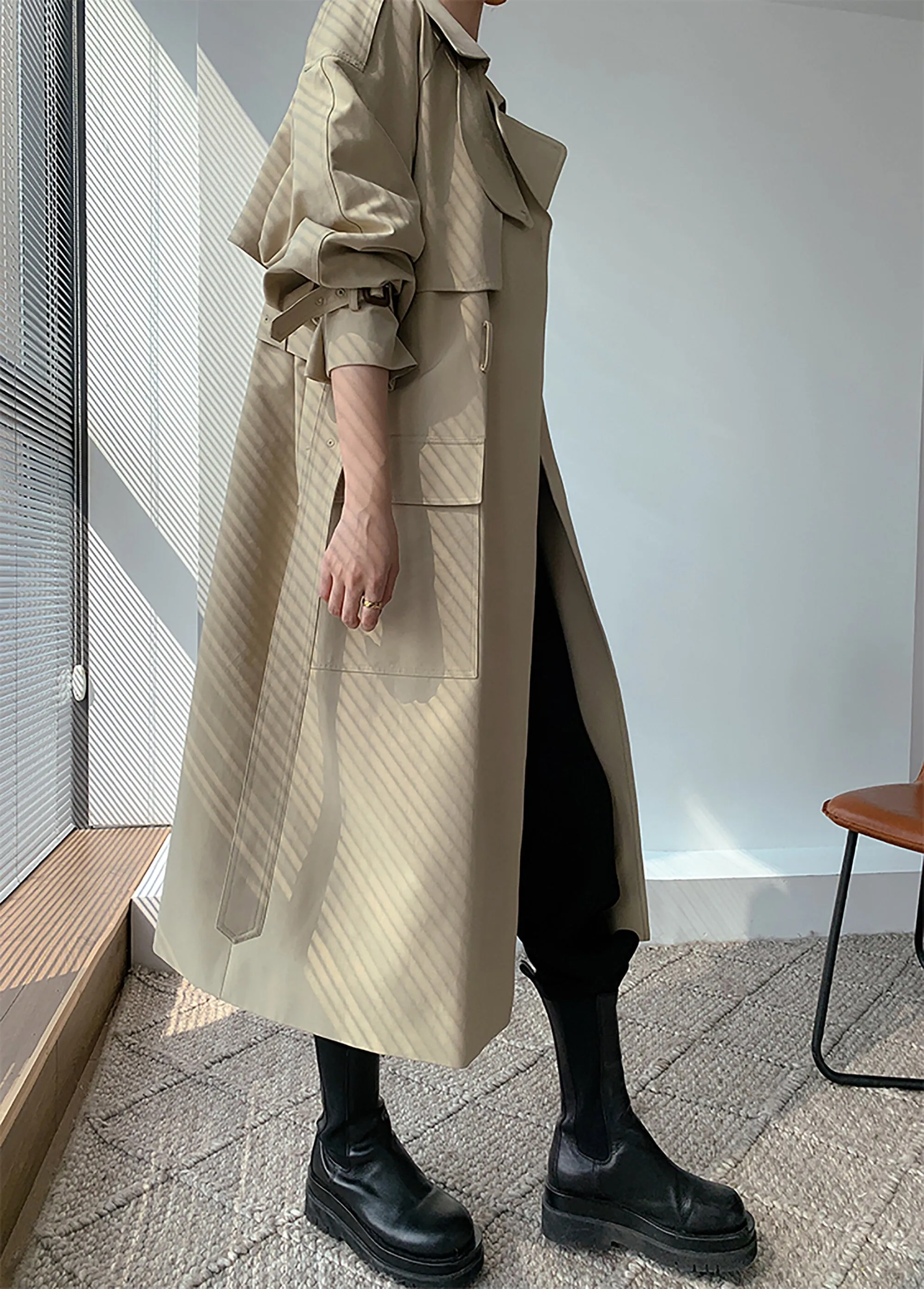 Gun Flap Bteld Long Trench Coat