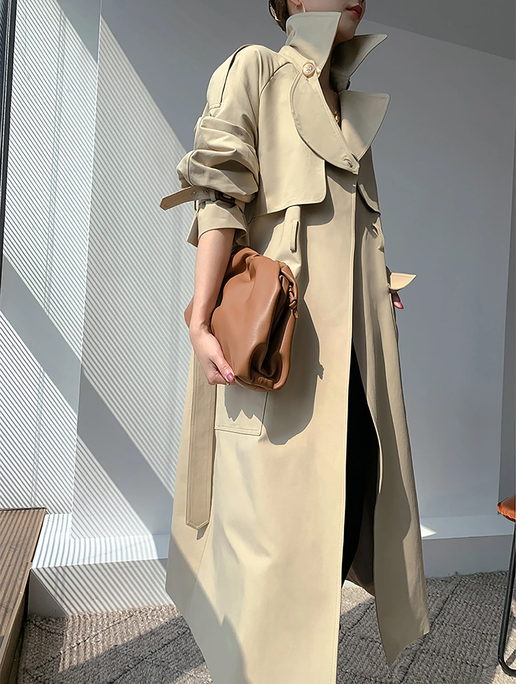 Gun Flap Bteld Long Trench Coat