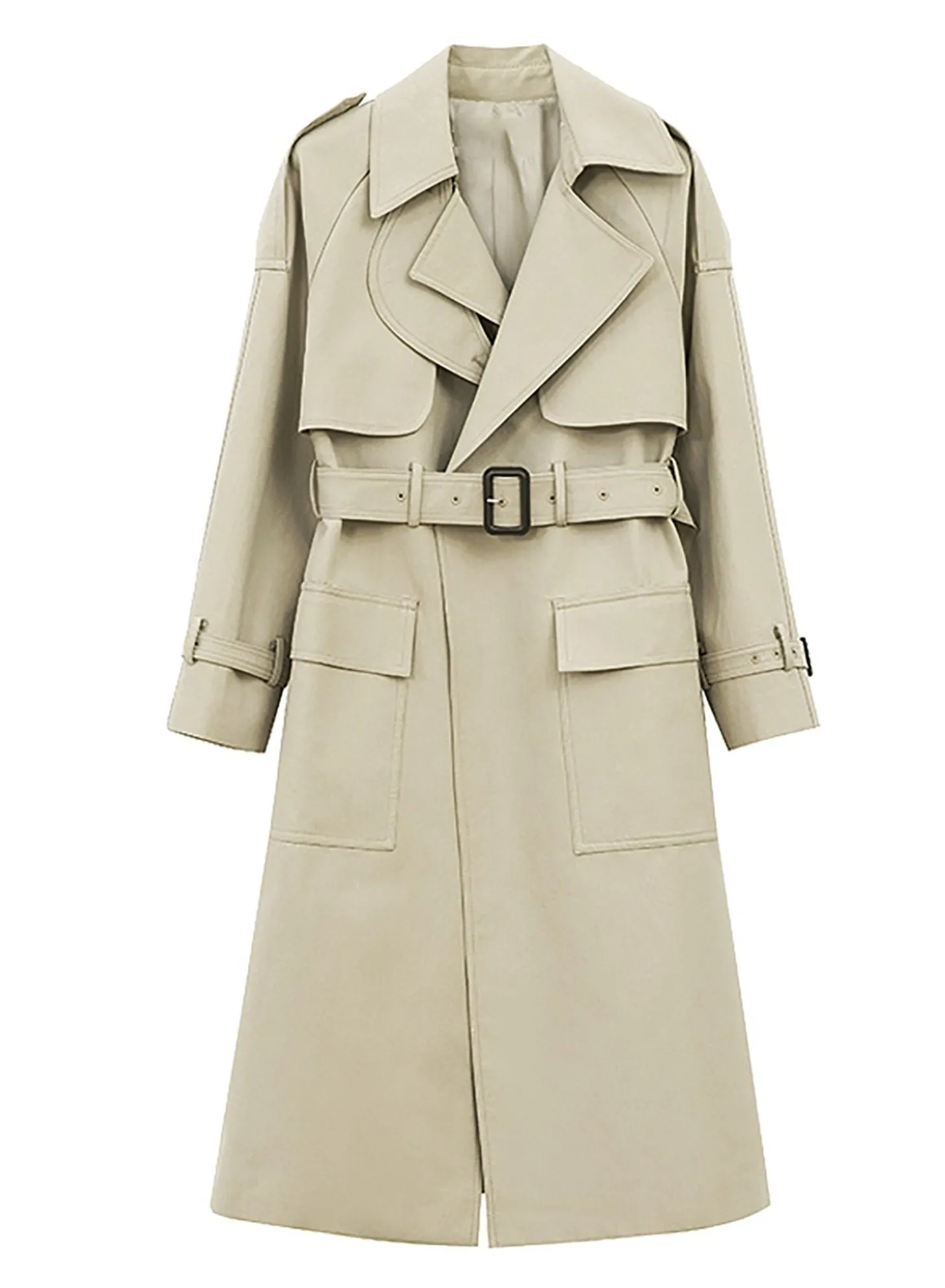 Gun Flap Bteld Long Trench Coat