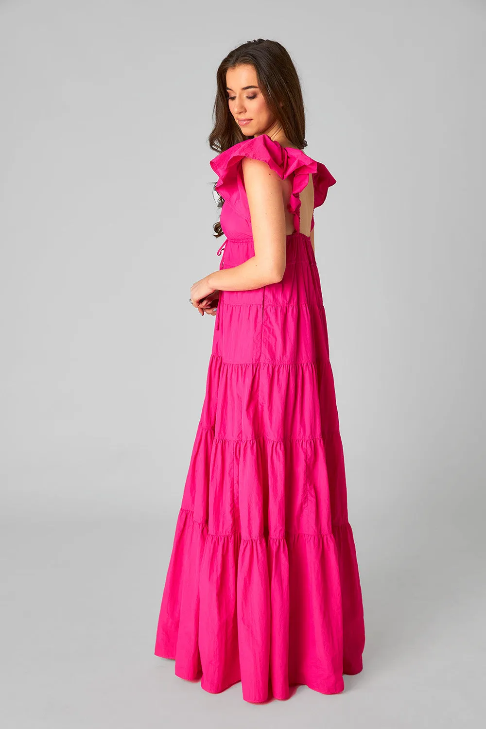 Holland Tiered Maxi Dress - Raspberry