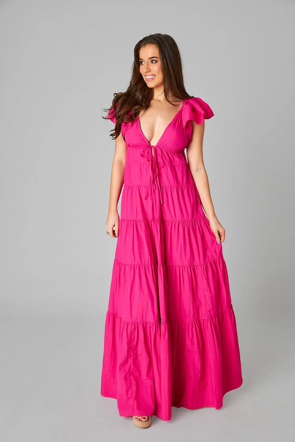 Holland Tiered Maxi Dress - Raspberry