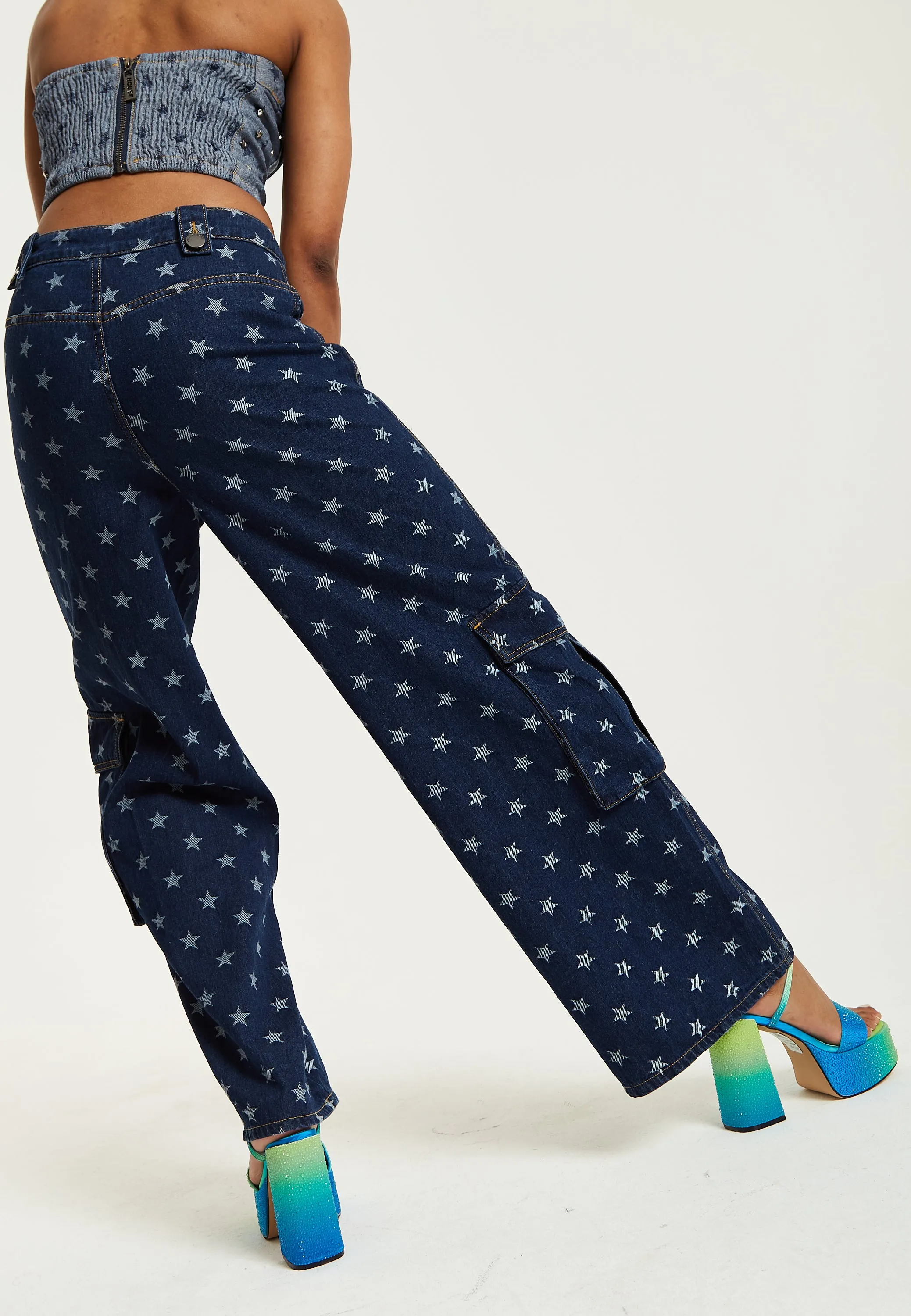 House of Holland Star Print Cargo Jeans