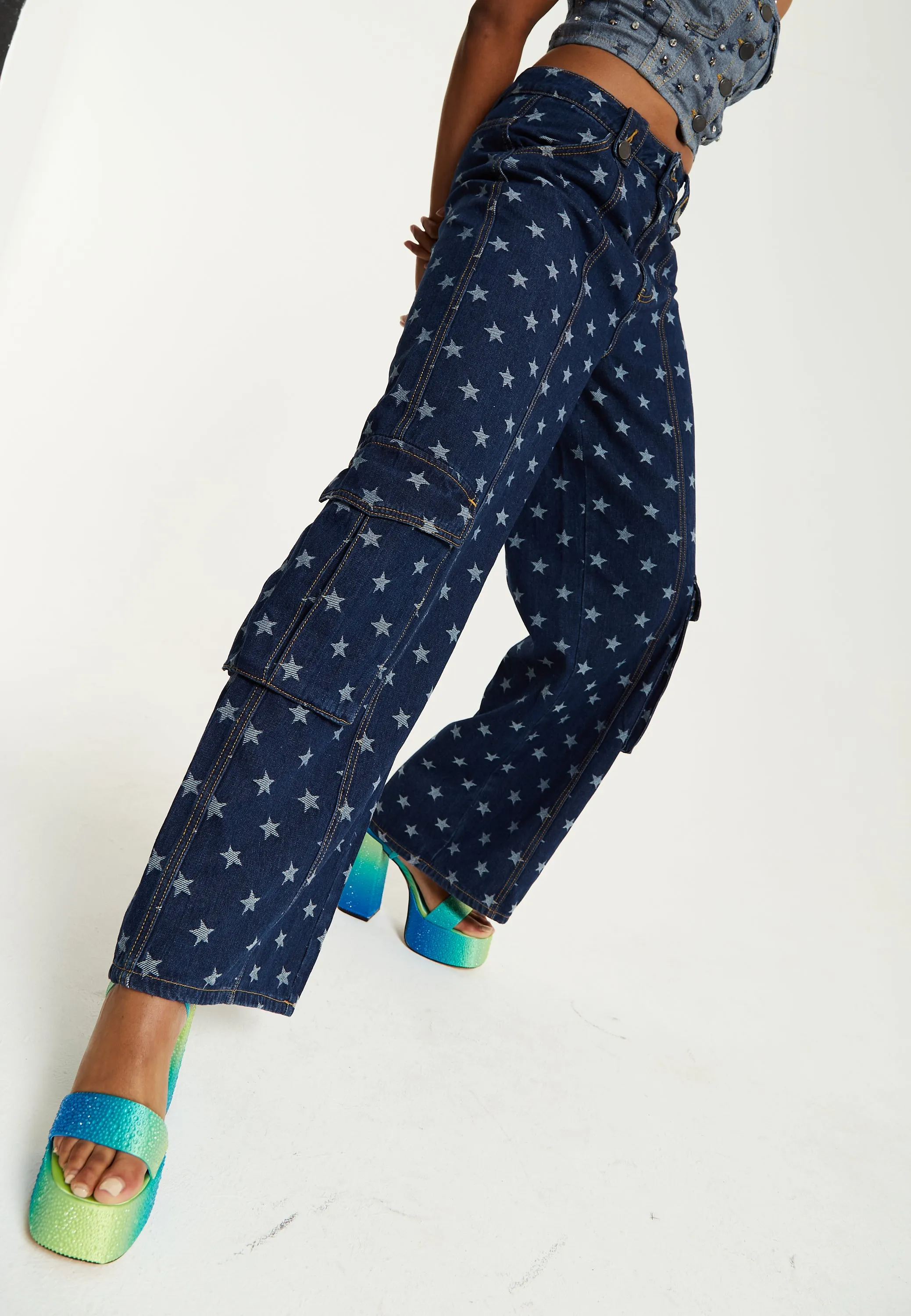 House of Holland Star Print Cargo Jeans