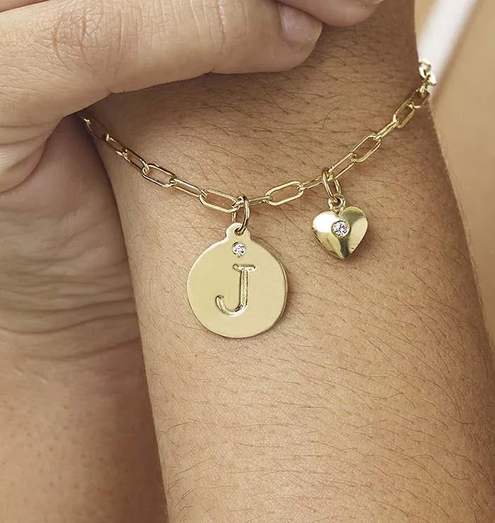 J Alphabet Charm With Diamond