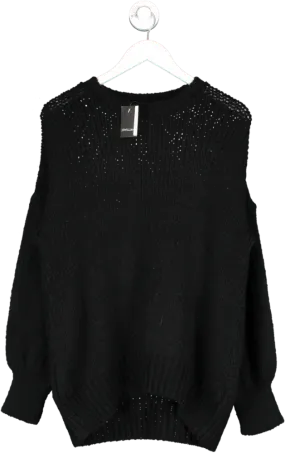 JD WILLIAMS Black Crochet Knit Jumper UK 16