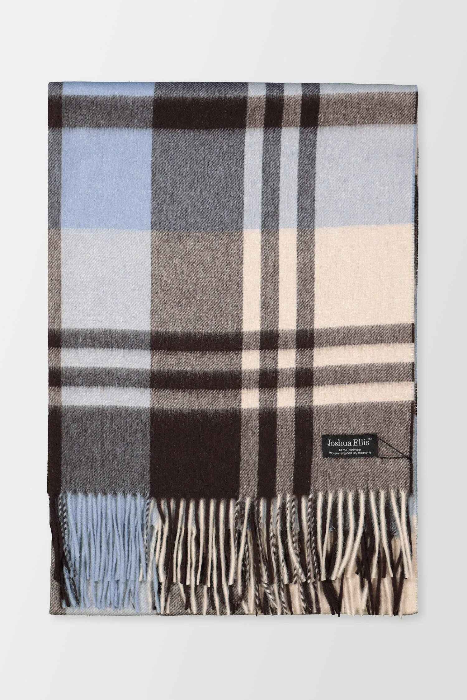 Joshua Ellis Dark Brown Classic Black Watch Ripple Scarf