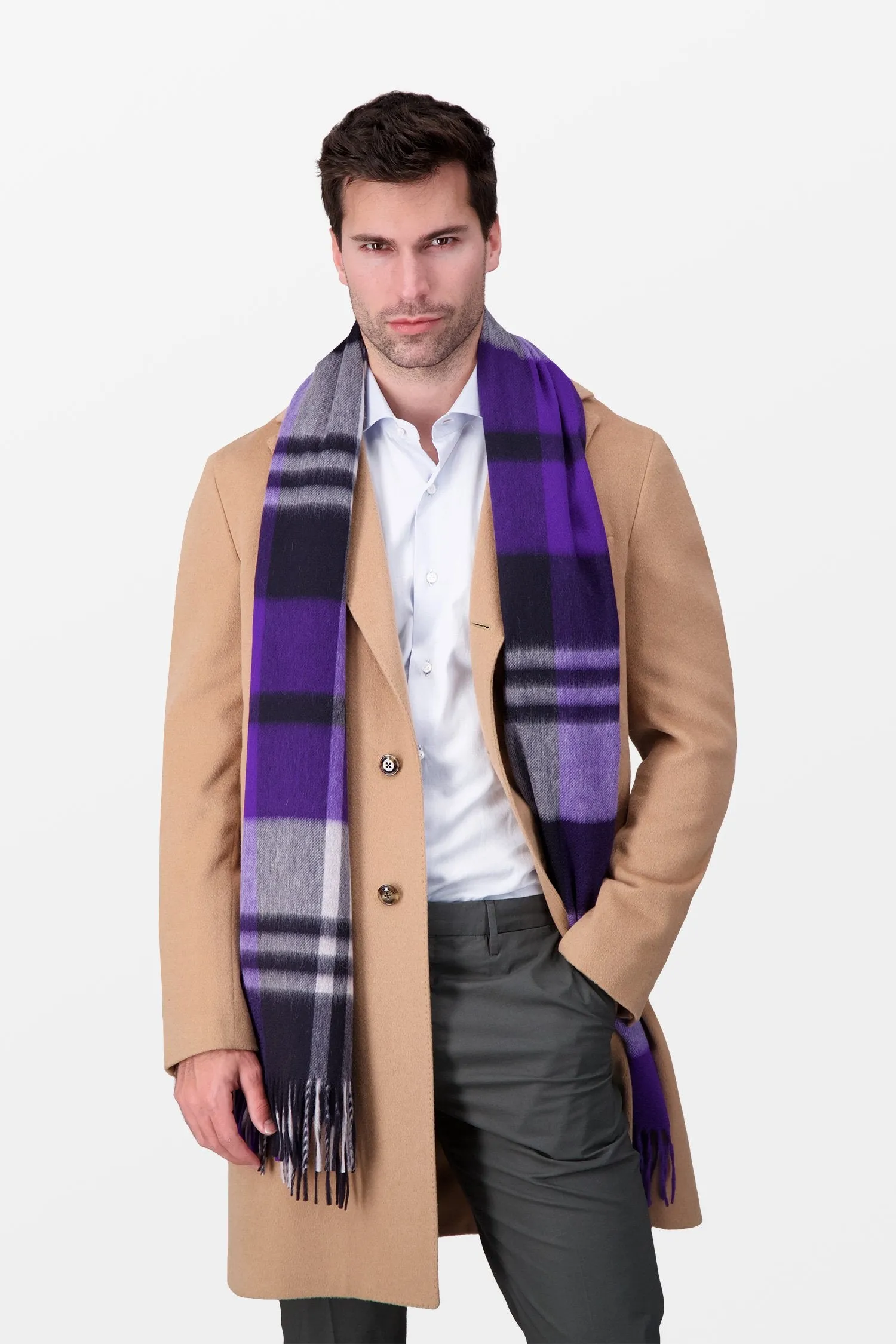 Joshua Ellis Purple Classic Blackwatch Ripple Scarf