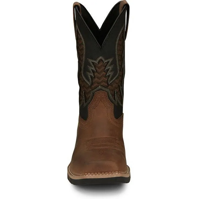 Justin Men's Bolt 11" Square Toe Western Work Boot - Brown - SE4112