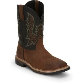 Justin Men's Bolt 11" Square Toe Western Work Boot - Brown - SE4112