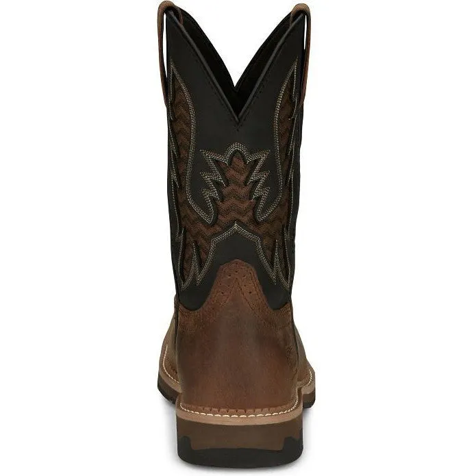 Justin Men's Bolt 11" Square Toe Western Work Boot - Brown - SE4112